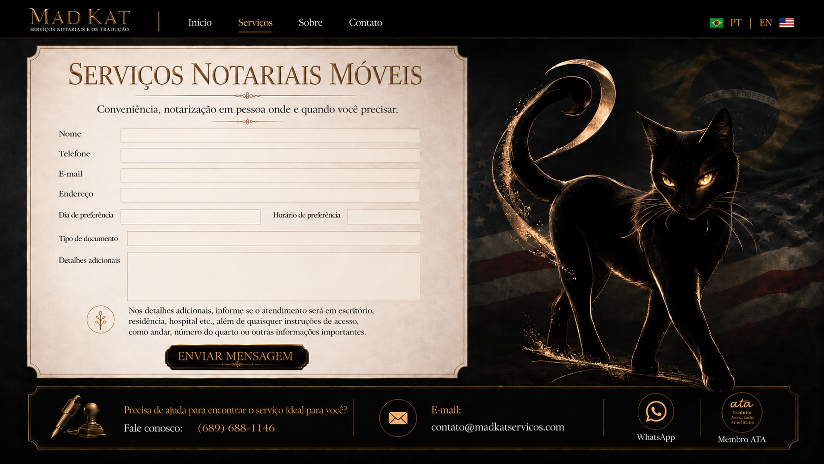 Formulario da MAD KAT para atendimento de notario movel.