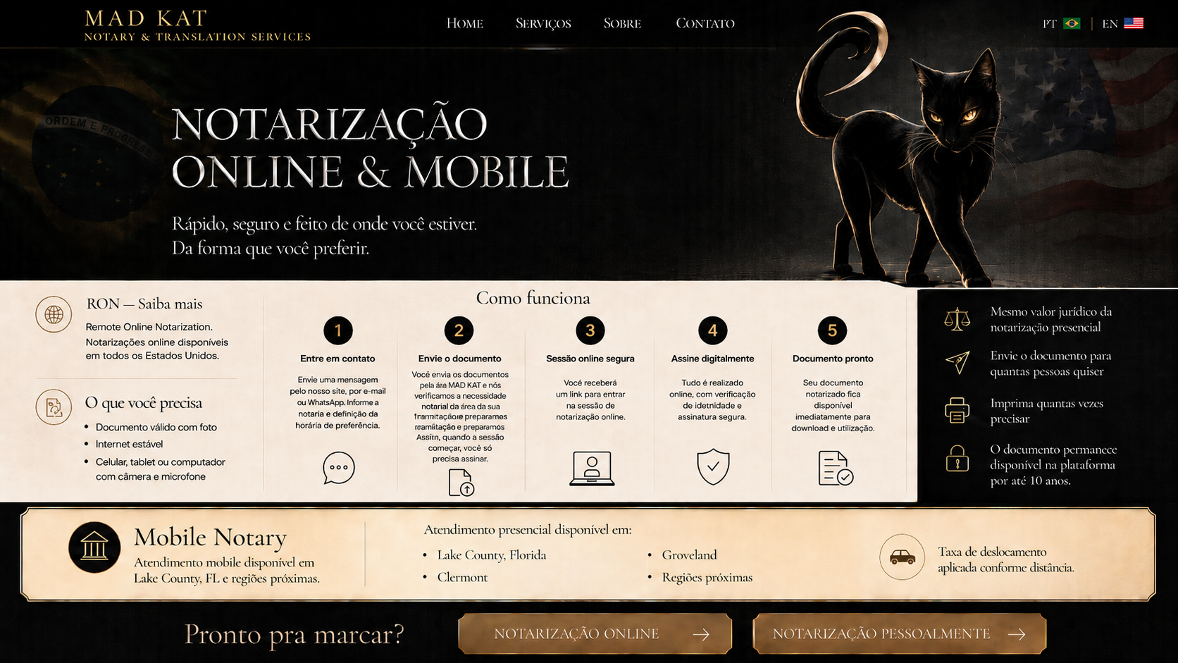 Pagina da MAD KAT sobre notarizacao online e mobile notary.